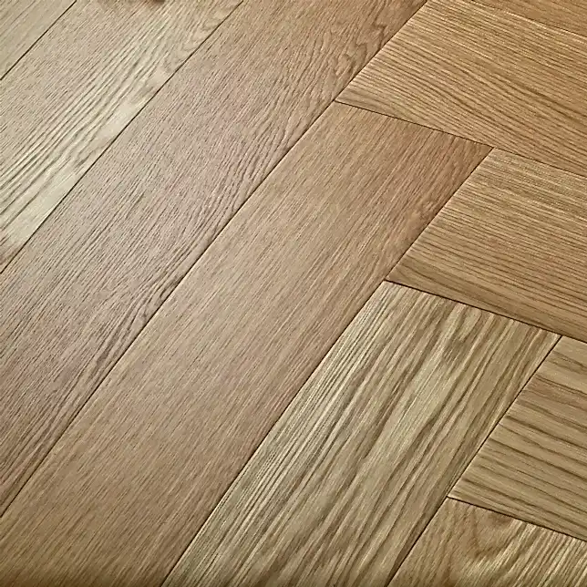 Click Herringbone Natural Oak Brushed & Matt Lacquered Wood Flooring 150 x 3/14 x 600mm