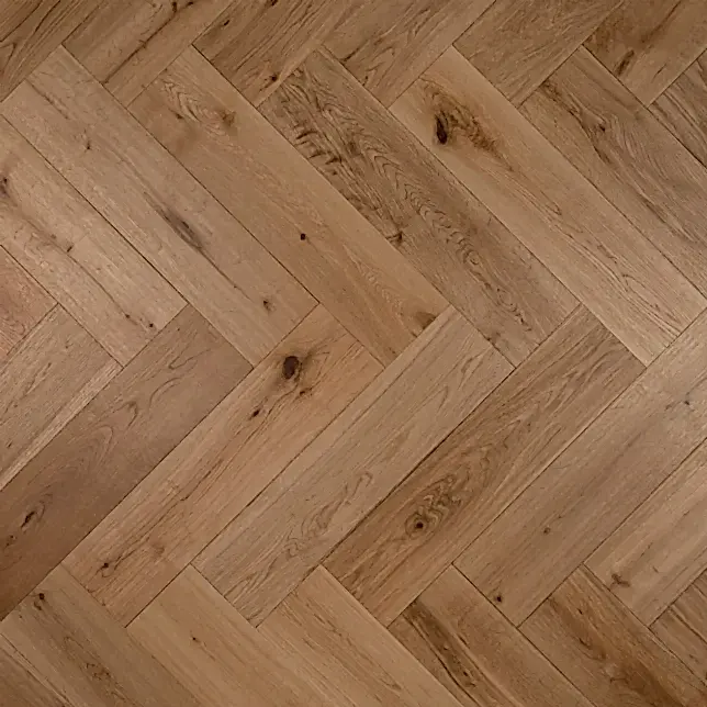 Natural Oak Herringbone Brushed & Matt Lacquered Flooring 125 x 3/14 x 600mm - Image 3