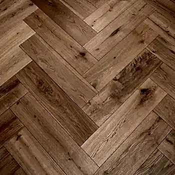 Natural Oak Herringbone Brushed & Matt Lacquered Flooring 125 x 3/14 x 600mm