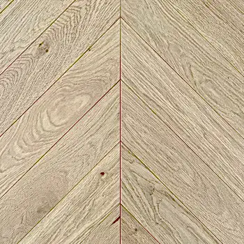 Close-up of invisible finish chevron oak flooring highlighting brushed grain detail and natural texture