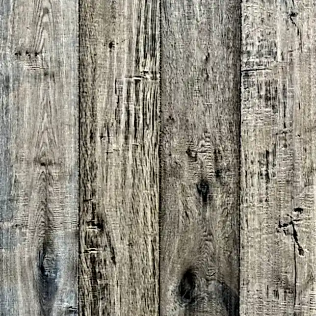 Close-up of unfinished reclaimed effect oak engineered wood flooring