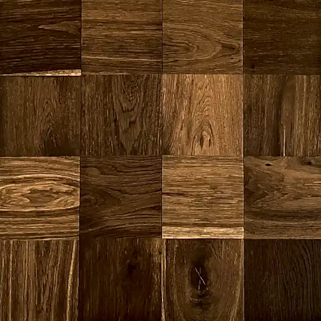 Close-up of Cubed Smoked Oak Brushed & Oiled Wood Flooring surface