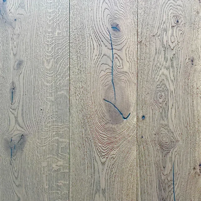 Close-up of Heritage XL Oyster Grey Oak Flooring with hardwax oiled finish showing natural oak grain