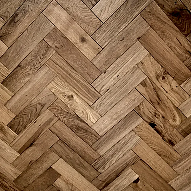Solid Oak Parquet Natural Brushed Matt Lacquered